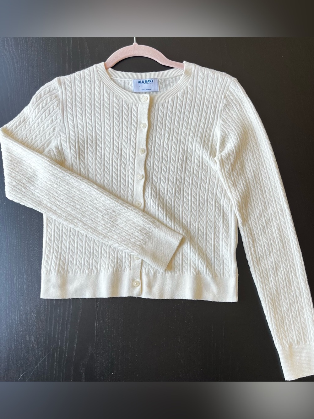 Old Navy Cream Cable Knit Button-Up Cardigan